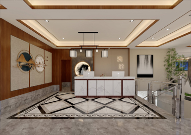 現(xiàn)代中式洗浴中心裝修設計案例效果圖