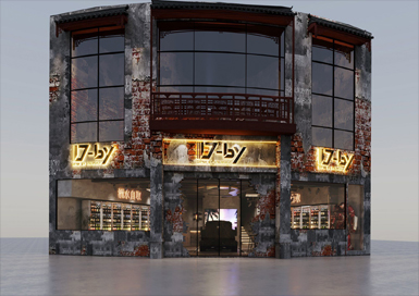 水泥工業(yè)風酒吧裝修設(shè)計案例效果圖